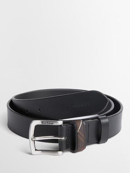 Barbour Elk Leather Belt, Black, Black