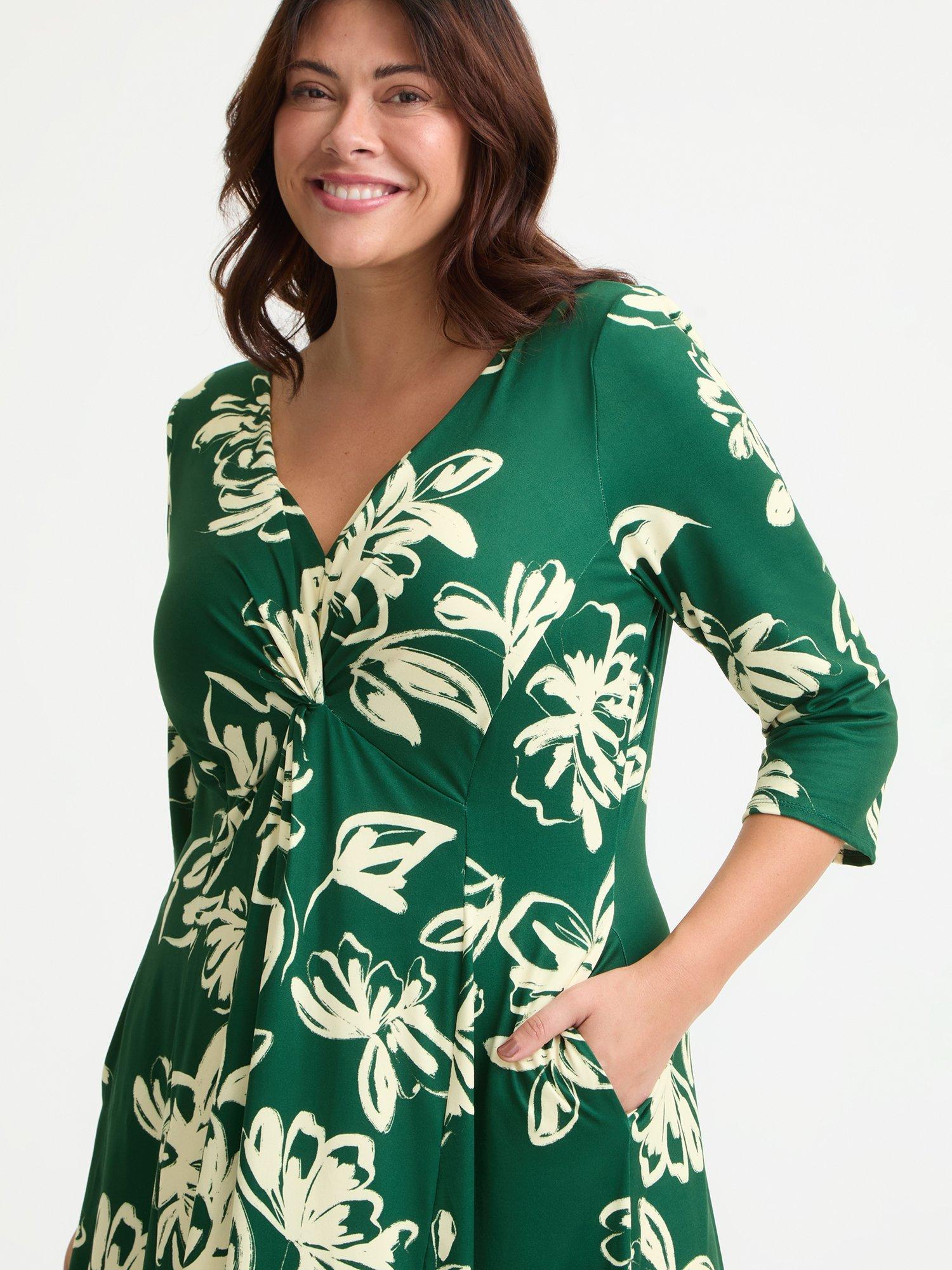 Product image 2 of 4, which shows Scarlett & Jo Claudia Dress, Green/Cream, 12