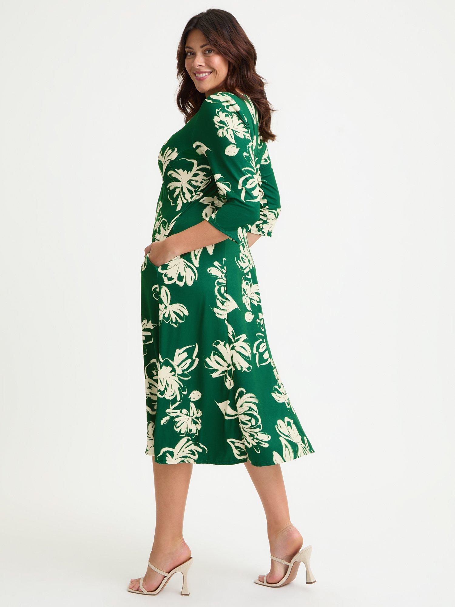 Product image 3 of 4, which shows Scarlett & Jo Claudia Dress, Green/Cream, 12