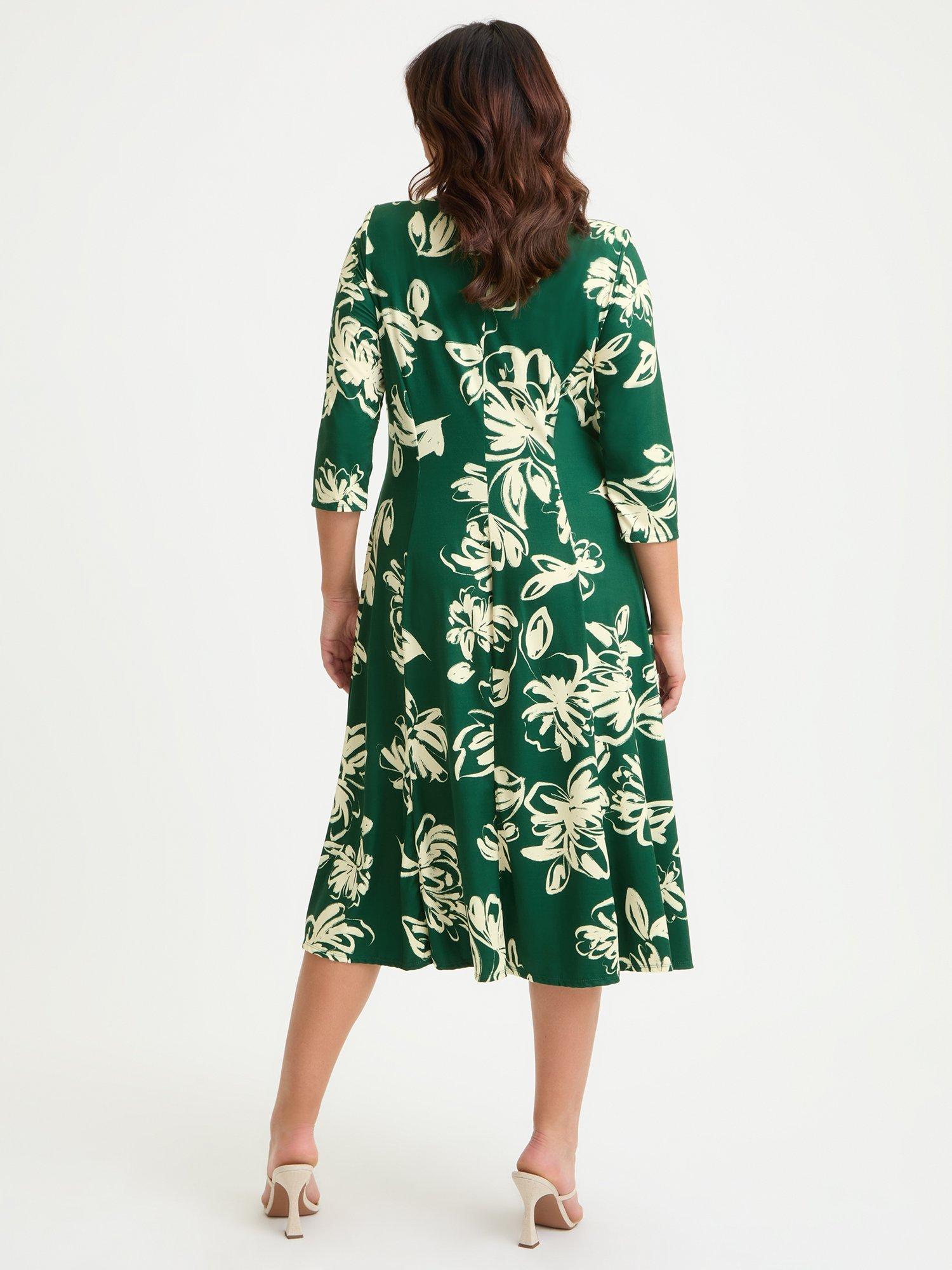 Product image 4 of 4, which shows Scarlett & Jo Claudia Dress, Green/Cream, 12