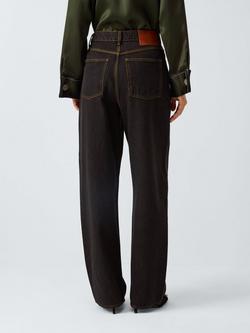 John Lewis x REJINA PYO Relaxed Straight Cut High Rise Jeans - view 2, Brown Wash