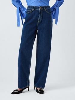 John Lewis x REJINA PYO Relaxed Straight Cut High Rise Jeans, Blue Wash