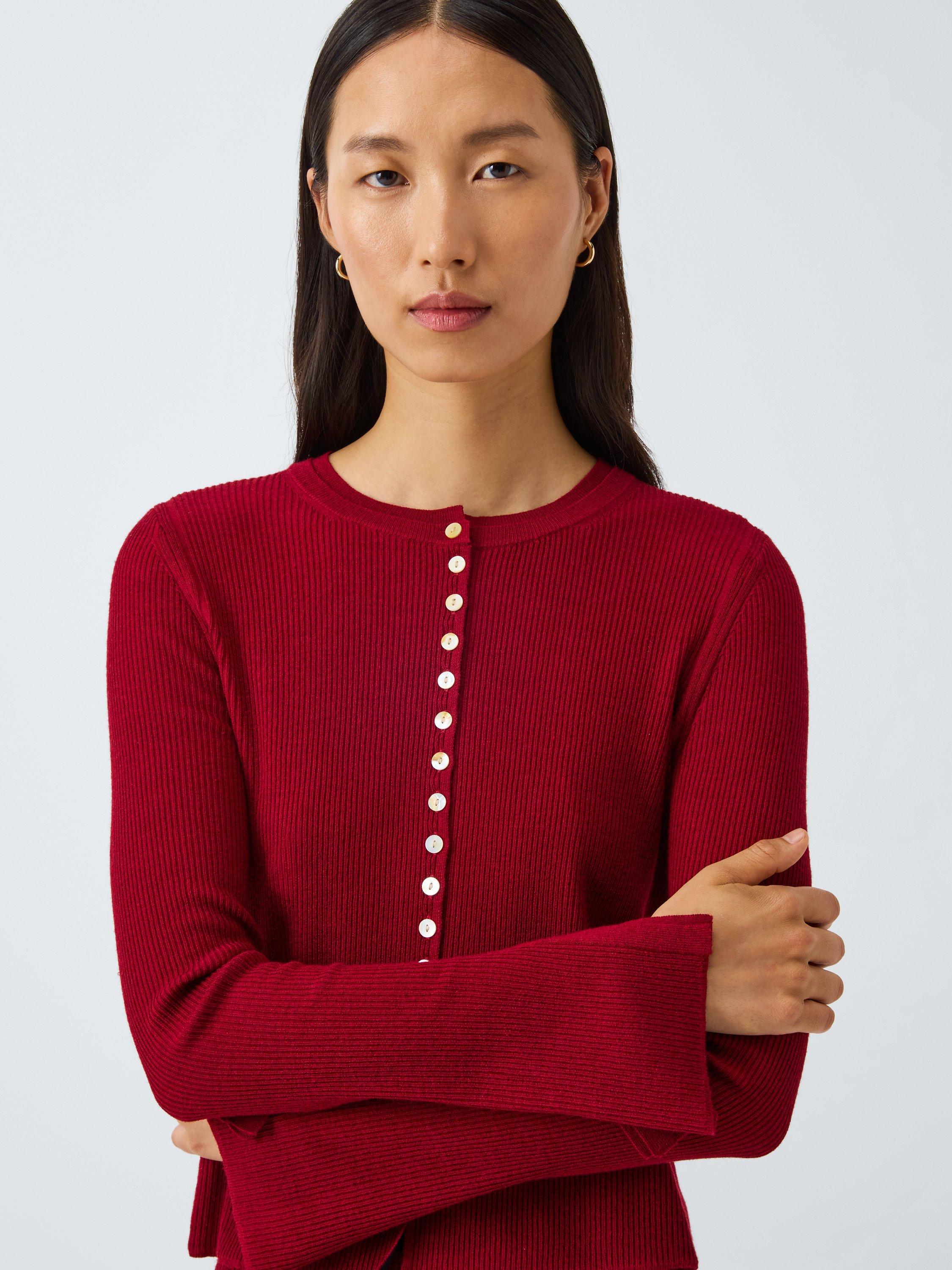 John Lewis x REJINA PYO Merino Wool Blend Rib Knit Button Detail