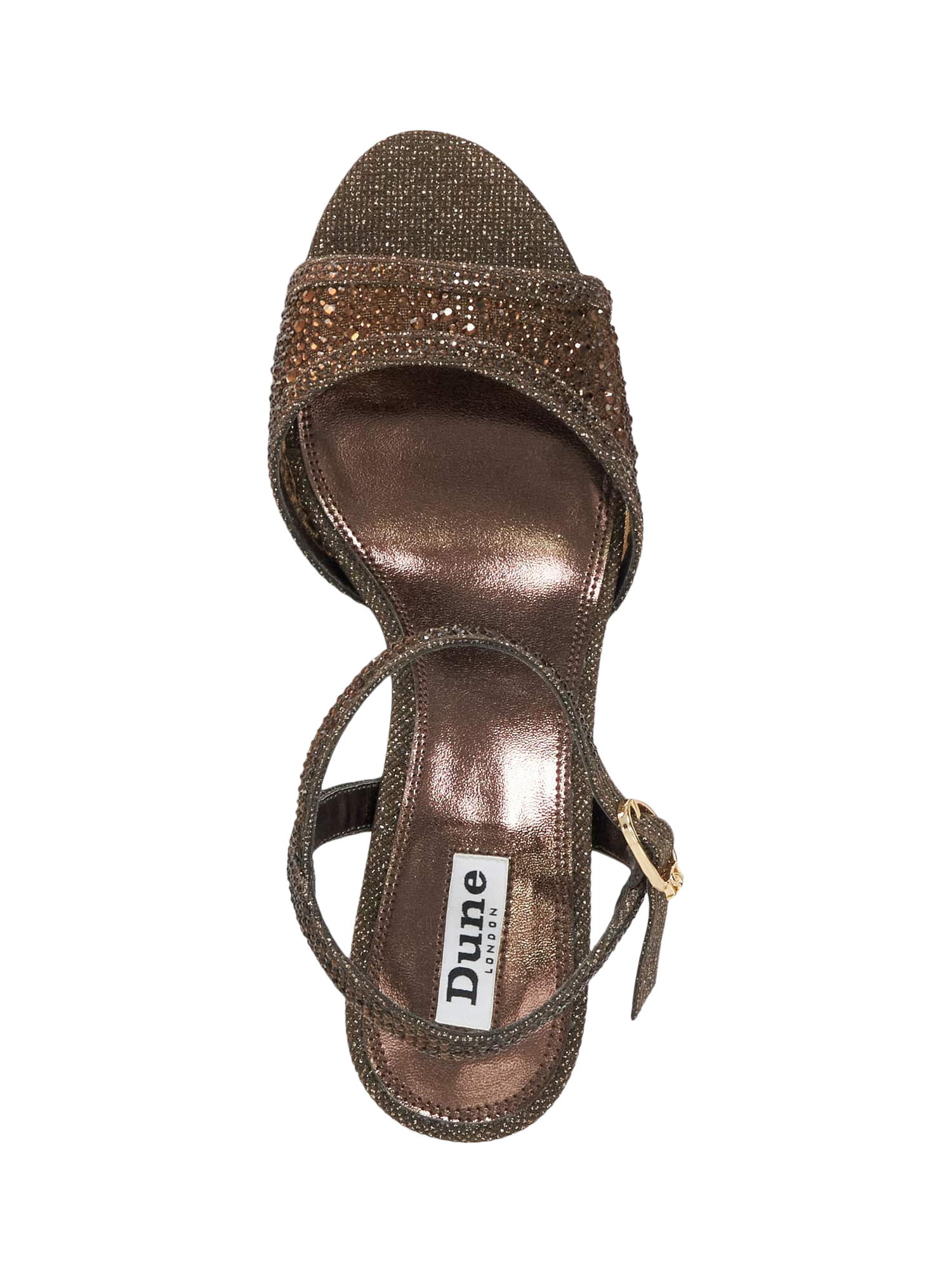 Product image 3 of 6, which shows Dune London Manicure Gem Heeled Sandals, Brown, 3