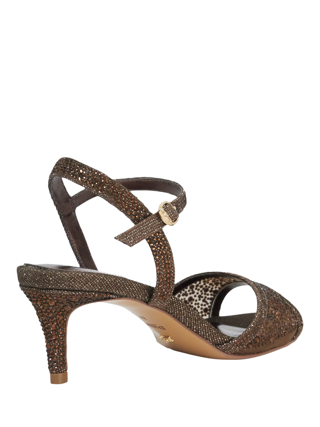 Product image 5 of 6, which shows Dune London Manicure Gem Heeled Sandals, Brown, 3