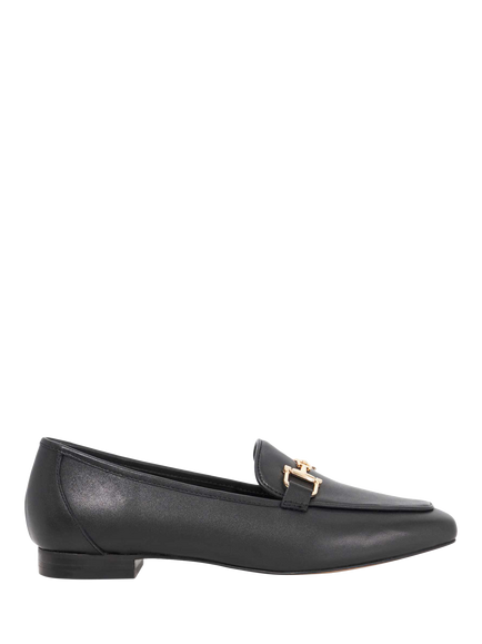 Dune Grained Leather Slip-On Loafers, Black