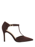Dune London Castered Suede Pointed Toe Stiletto Heel Court Shoes, Brown