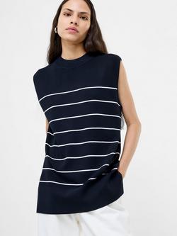 French Connection Ottie Stripe Knit Top, Navy/White, Navy/White