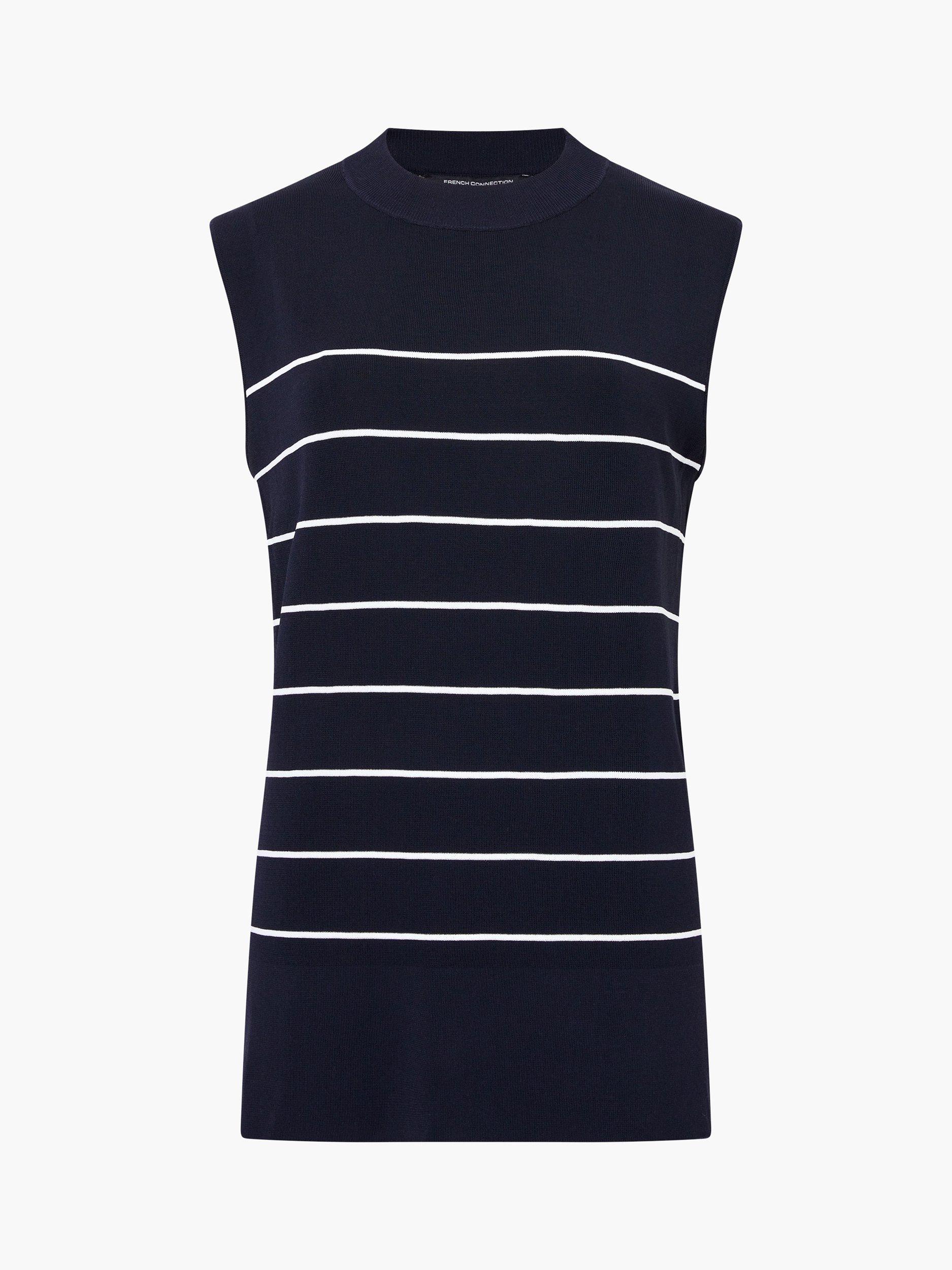 Product image 5 of 5, which shows French Connection Ottie Stripe Knit Top, Navy/White, XS