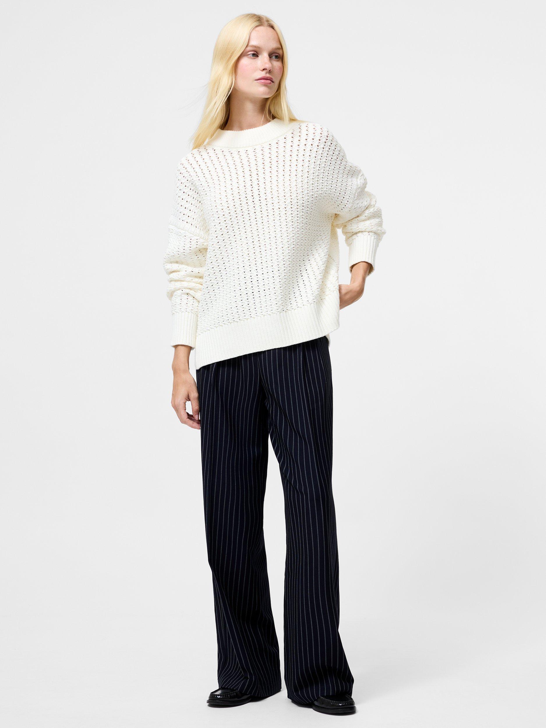 French Connection Varli Open Stitch Jumper, Arctic White
