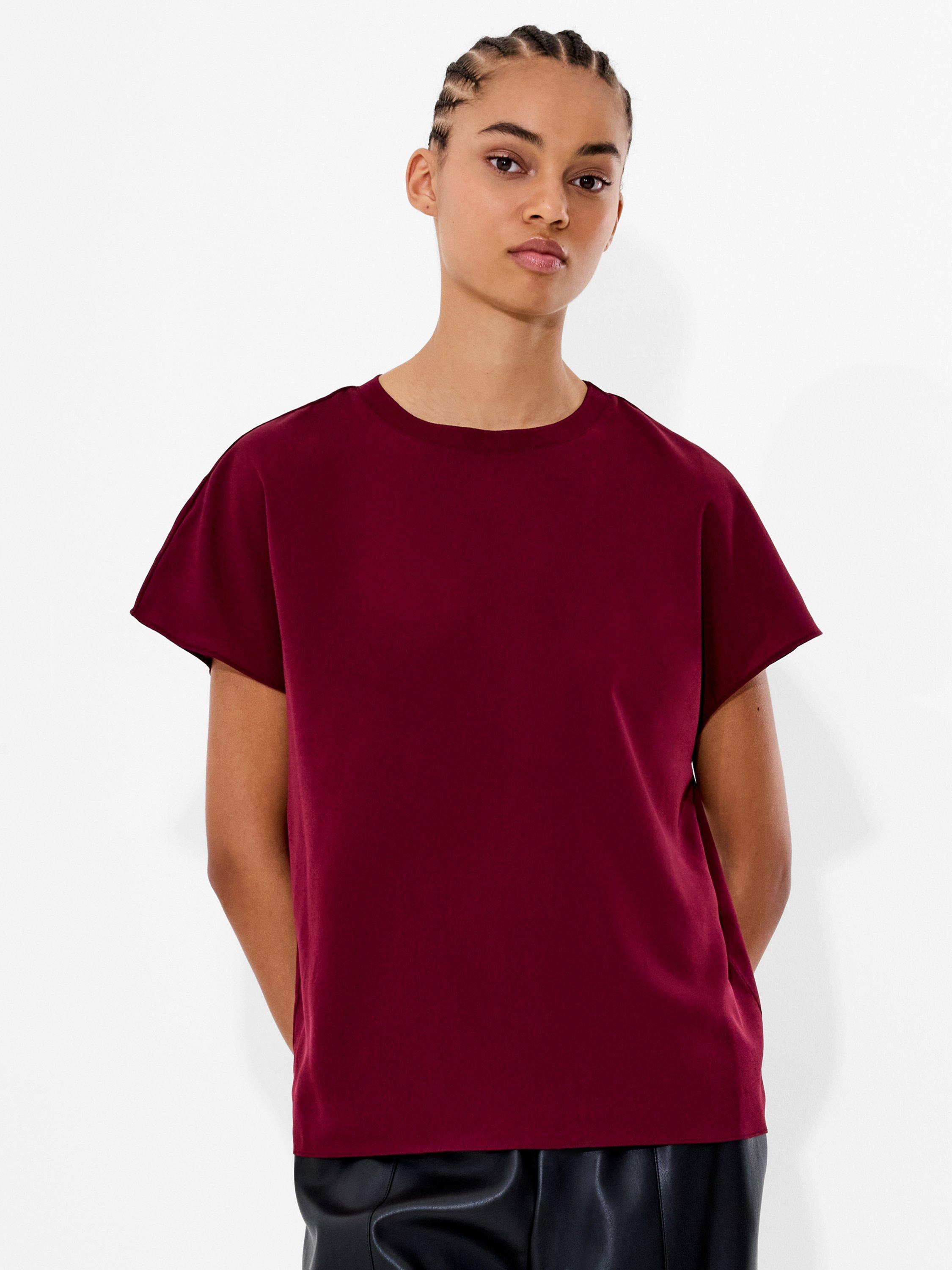 Product image 1 of 4, which shows French Connection Light Crepe Crew Neck Top, Arctic Blue, XS