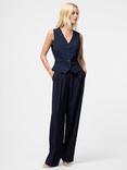 French Connection Tailored Pinstripe Waistcoat, Navy/White