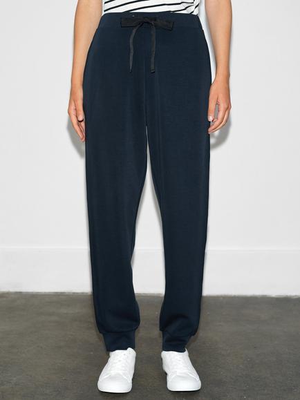French Connection Wren Side Trim Tie Waist Trousers, Navy/Black, Navy/Black