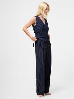 French Connection High Waist Pinstripe Tailored Trousers, Navy/White - view 2, Navy/White