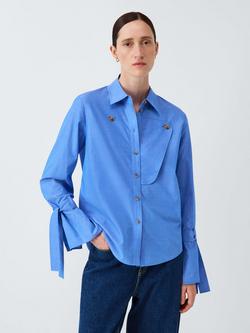 John Lewis x REJINA PYO Cuff Tie Detail Cotton Shirt, Blue