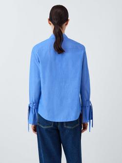 John Lewis x REJINA PYO Cuff Tie Detail Cotton Shirt - view 2, Blue