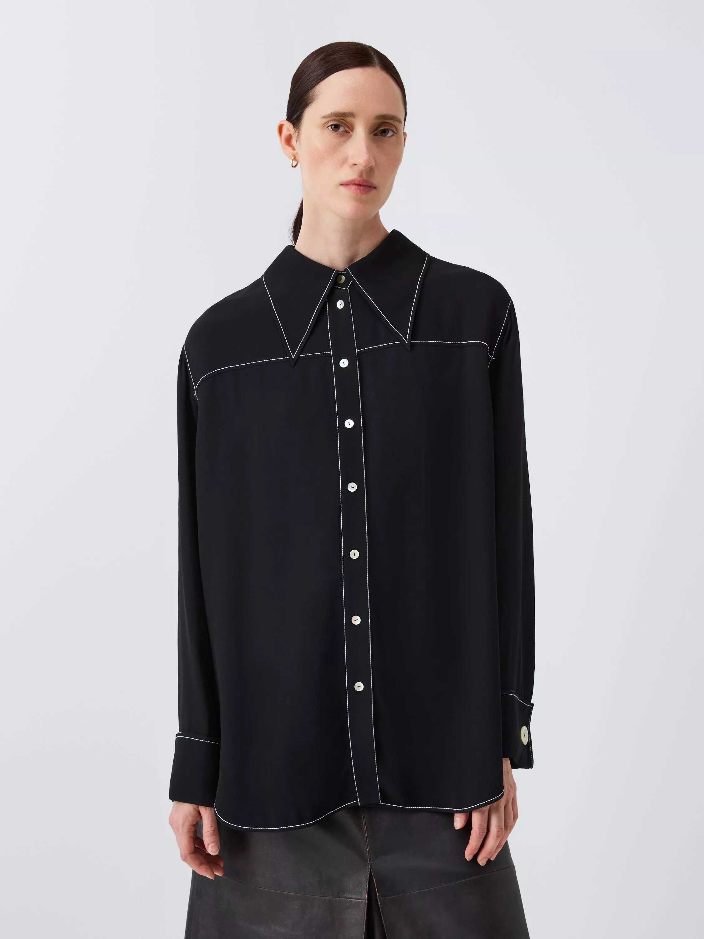 John Lewis x REJINA PYO Crepe Contrast Stitch Reversible Pocket