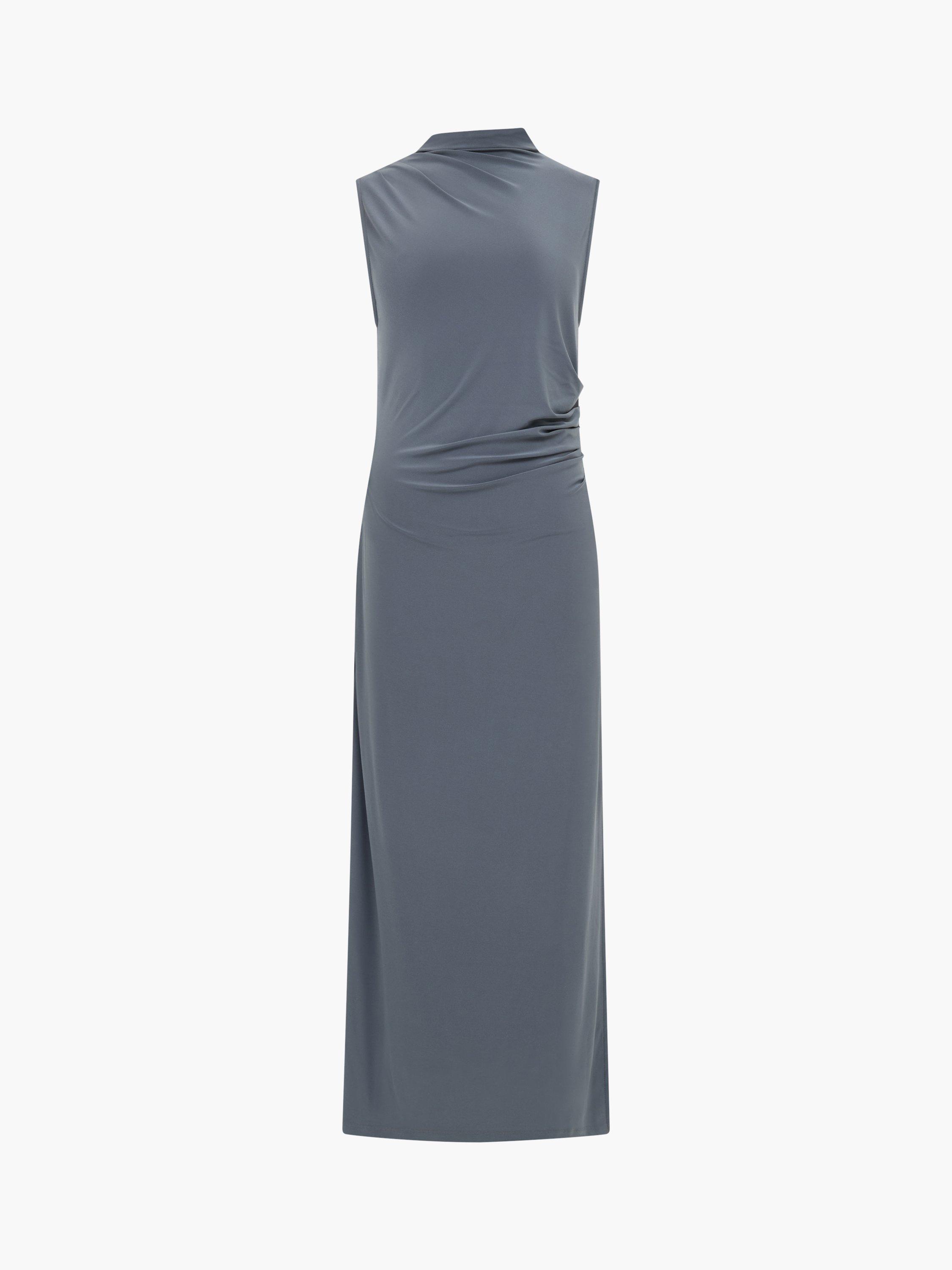 Product image 5 of 5, which shows French Connection Samira Drape Midi Dress, Graphite, L