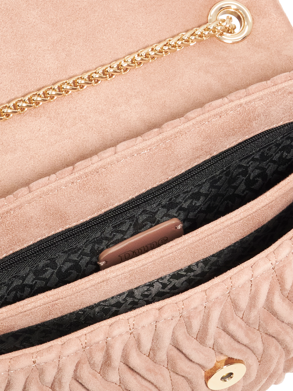 Product image 4 of 6, which shows Dune London Darling Suede Handbag, Mink, One Size