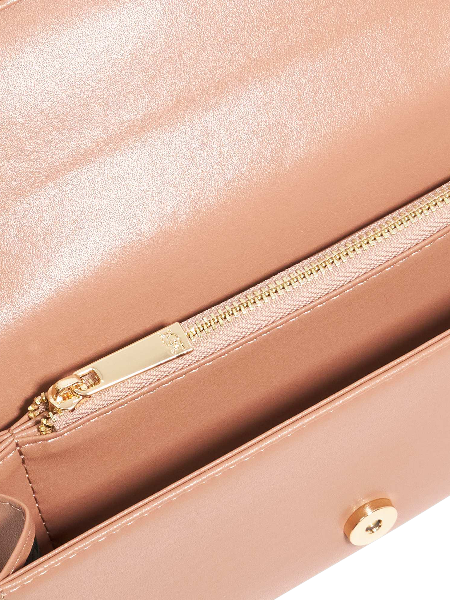 Product image 4 of 5, which shows Dune London Strong Embellished Bug Suede Crossbody Bag, Mink, One Size