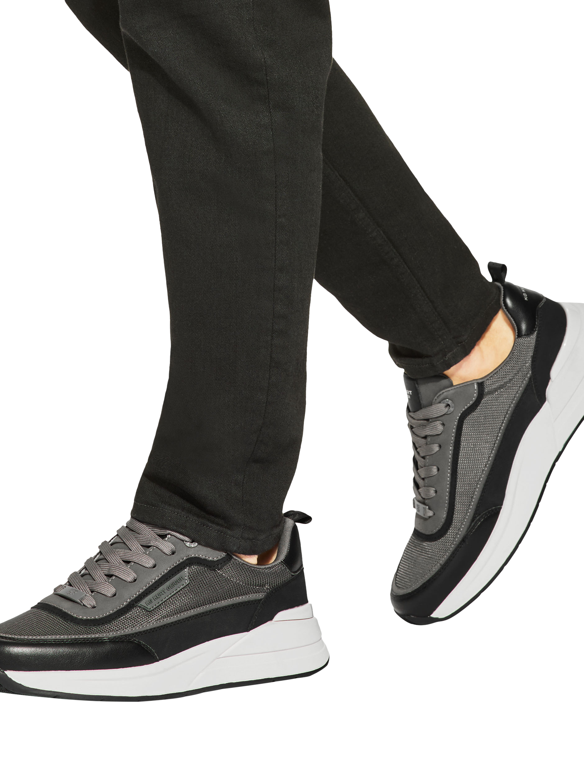 Product image 2 of 4, which shows KG Kurt Geiger Jackson Lace Up Trainers, Grey/Dark, 7