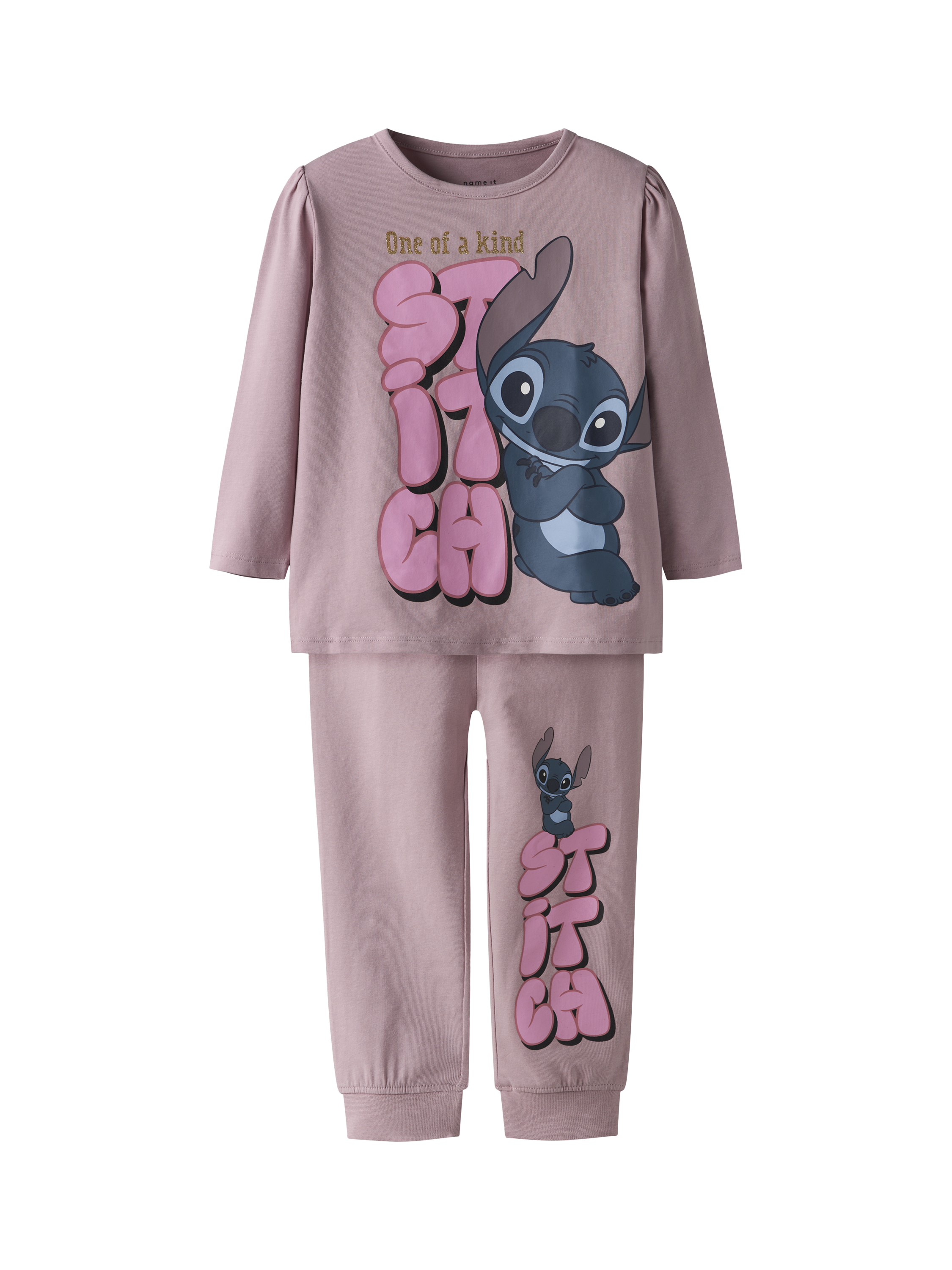 Product image 1 of 4, which shows NAME IT Kids' Stitch Pyjama Set, Keepsake Lilac, 18-24 months