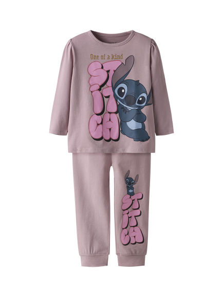 NAME IT Kids' Stitch Pyjama Set, Keepsake Lilac, Keepsake Lilac