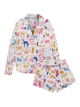 myza Dog Print Long Sleeve Shorty Pyjama Set, Multi