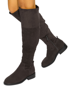 KG Kurt Geiger Tisha Suede Knee High Boots, Brown - view 2, Brown