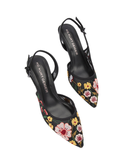KG Kurt Geiger Aria Low2 Floral Kitten Heel Court Shoes, Black/Multi - view 2, Black/Multi