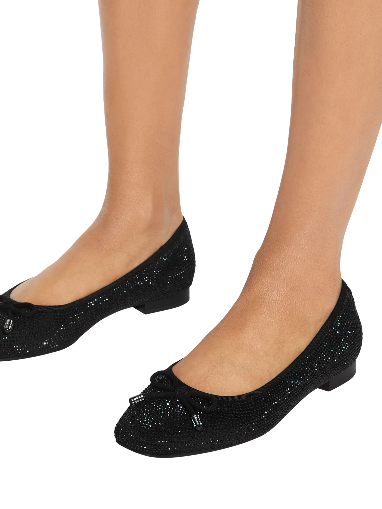 Product image 2 of 5, which shows KG Kurt Geiger Mara Embellished Ballerina Pumps, Black, 3