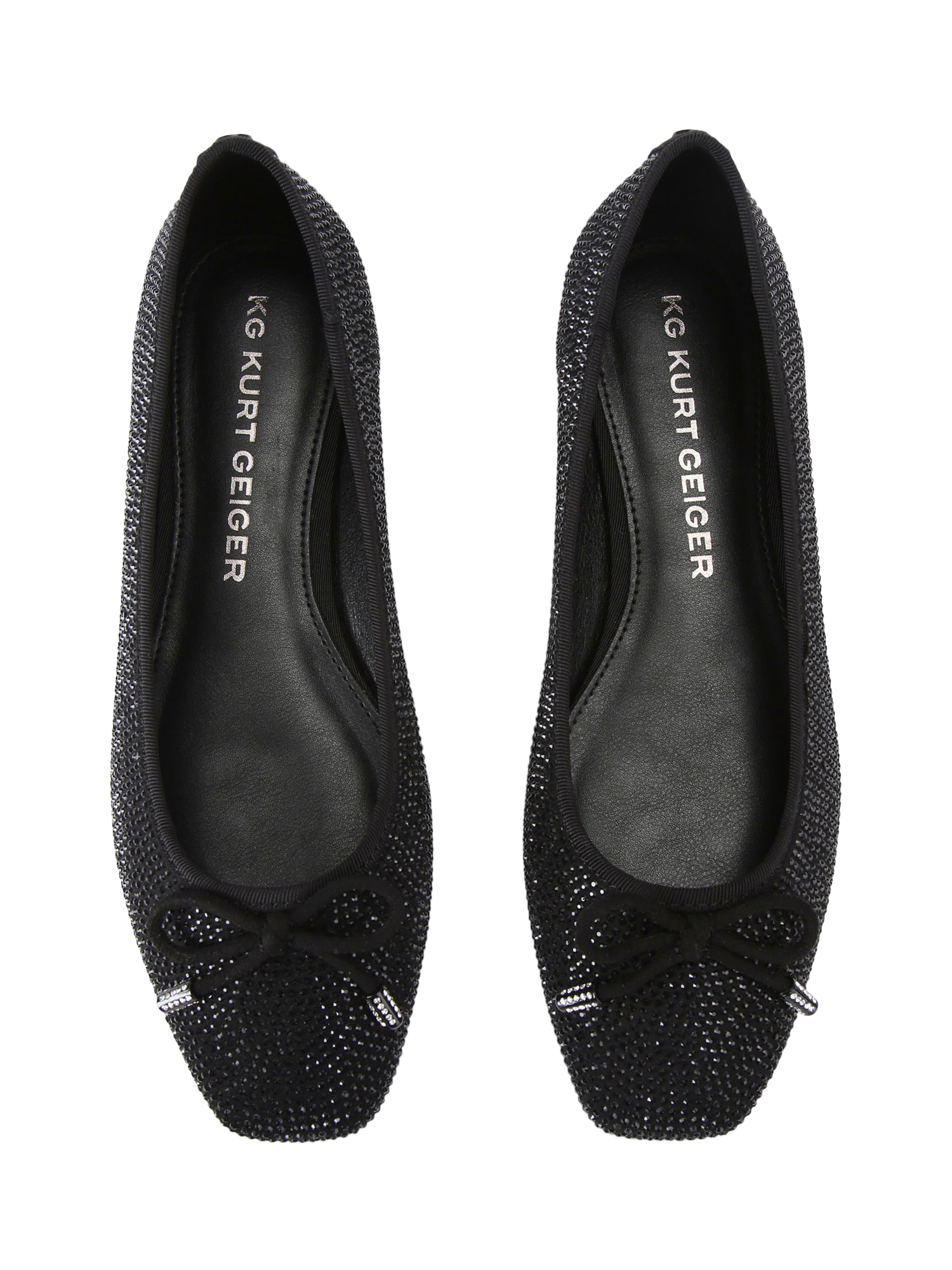 Product image 3 of 5, which shows KG Kurt Geiger Mara Embellished Ballerina Pumps, Black, 3