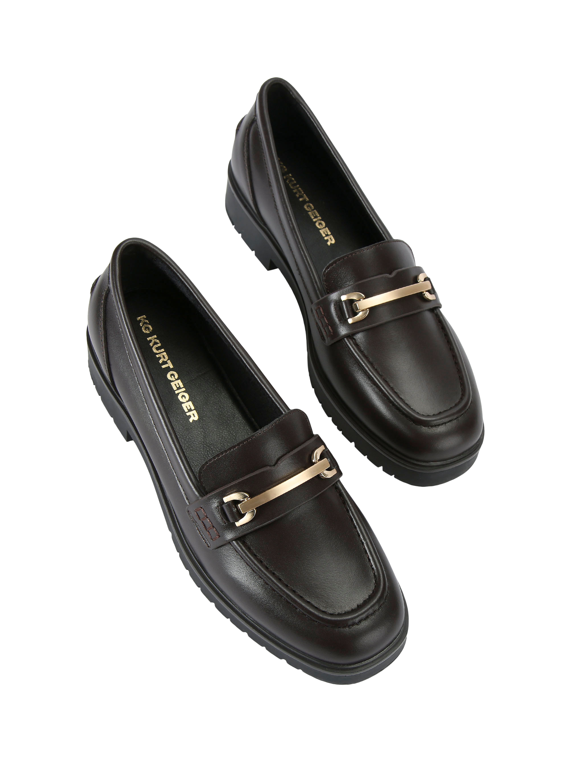 Product image 3 of 5, which shows KG Kurt Geiger Molly Leather Loafers, Brown, 3