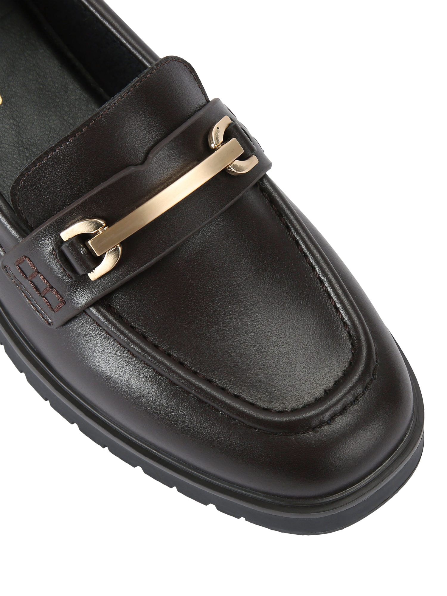 Product image 5 of 5, which shows KG Kurt Geiger Molly Leather Loafers, Brown, 3