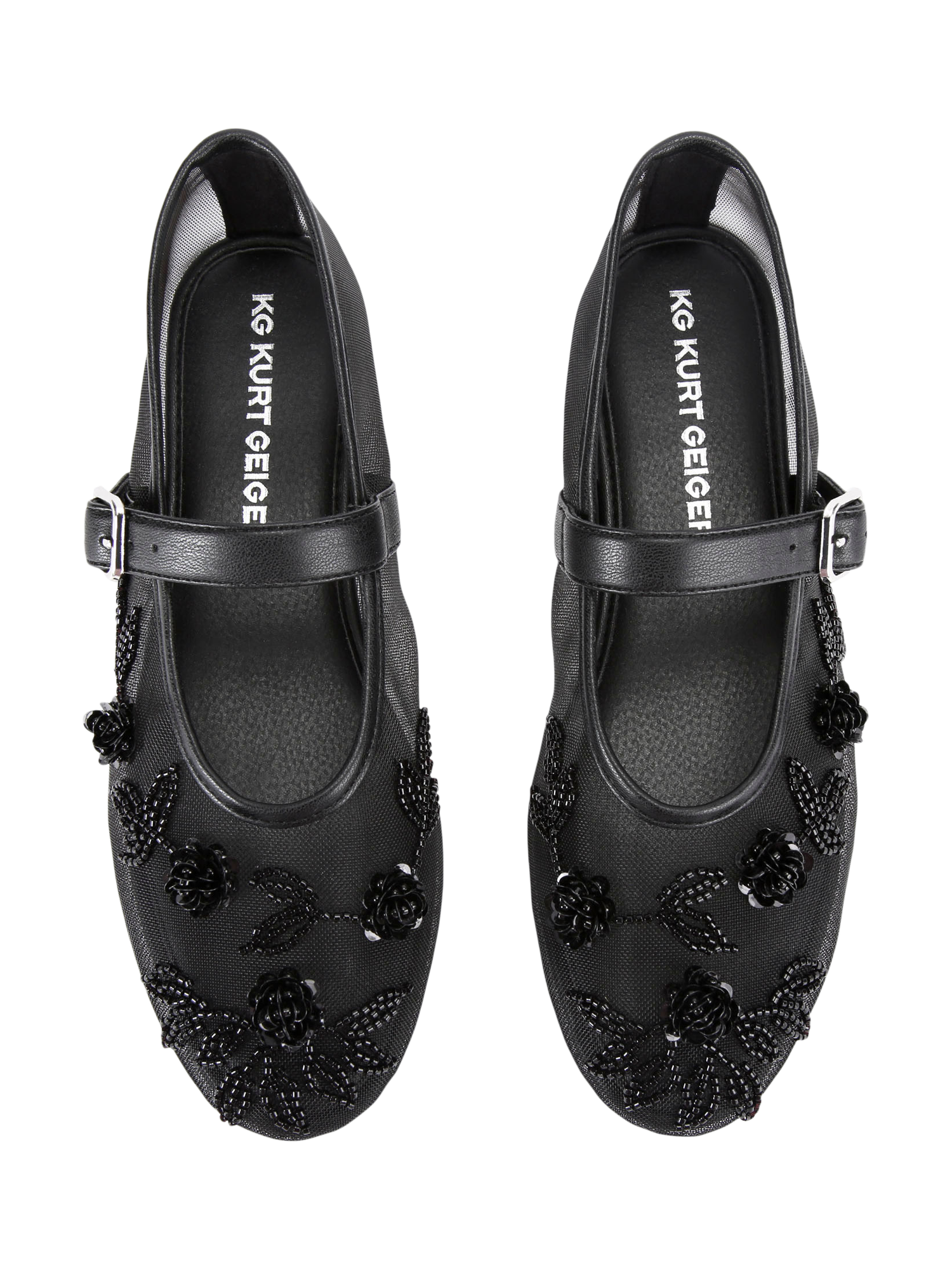 Product image 3 of 5, which shows KG Kurt Geiger Nancy Mesh Ballerina Pumps, Black, 3