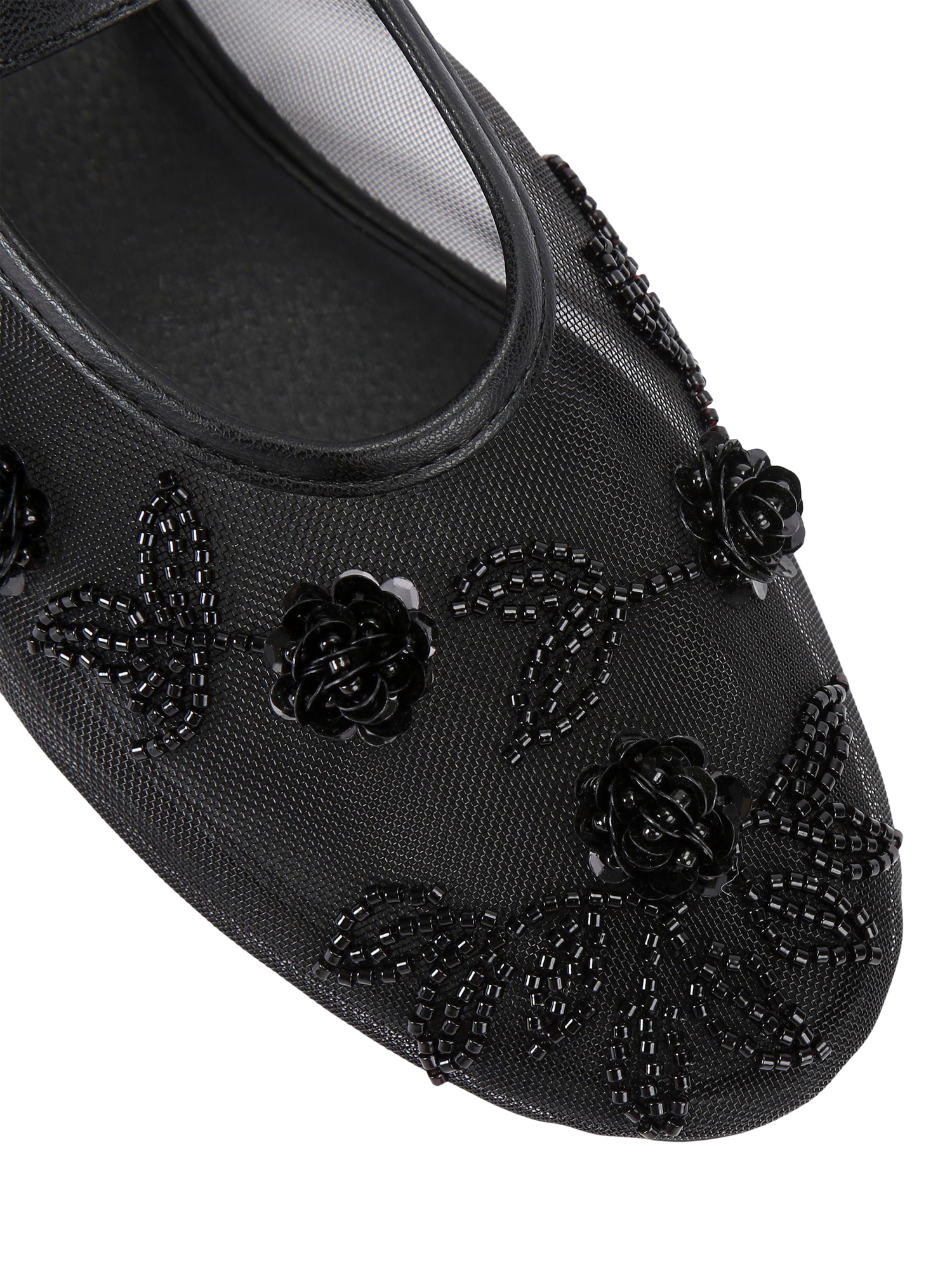 Product image 5 of 5, which shows KG Kurt Geiger Nancy Mesh Ballerina Pumps, Black, 3