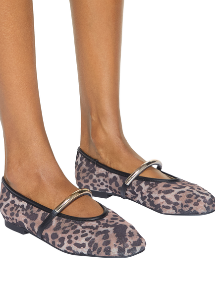 KG Kurt Geiger Nella Leopard Ballet Shoes, Tan - view 2, Tan