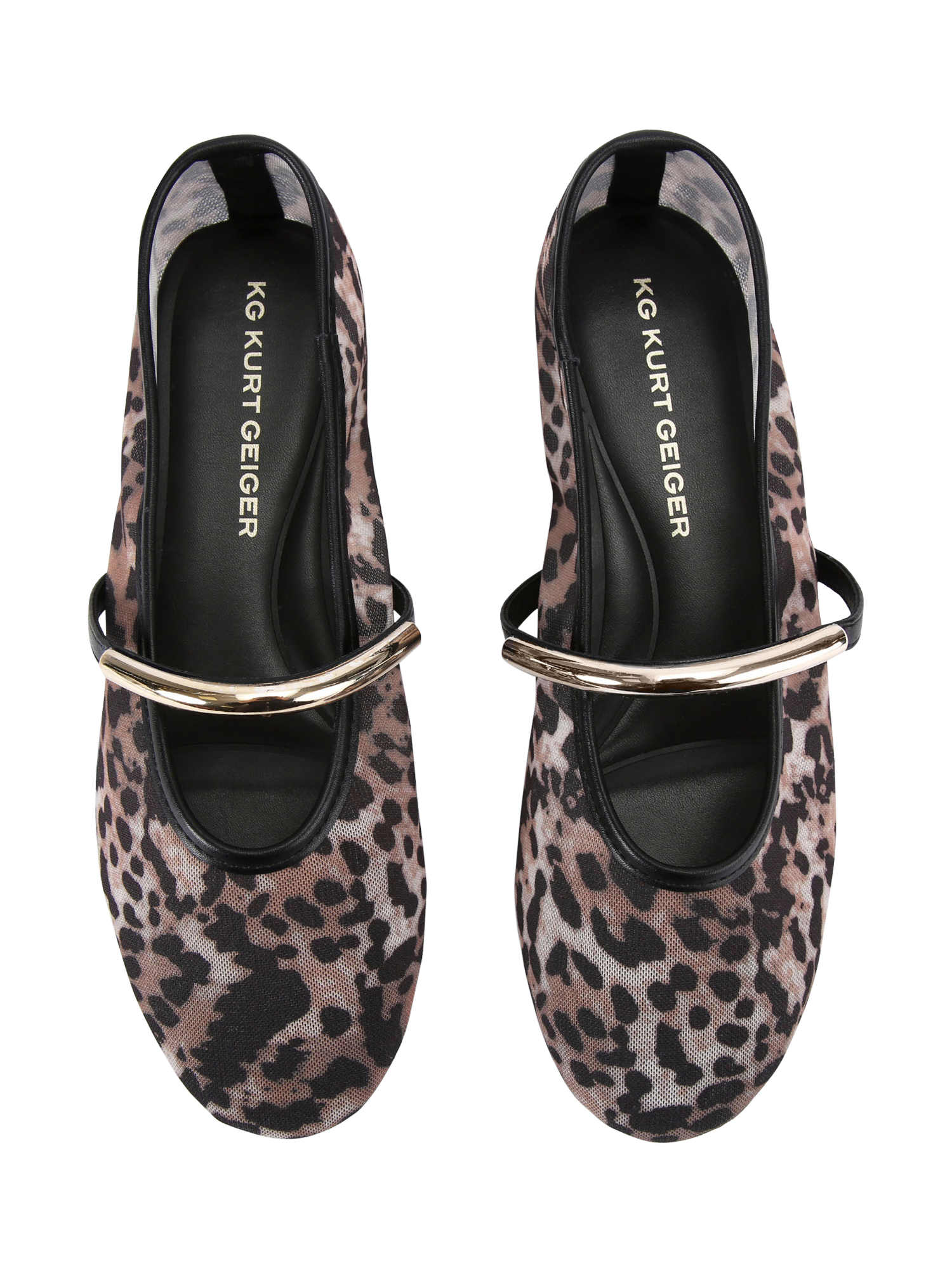 Product image 3 of 5, which shows KG Kurt Geiger Nella Leopard Ballet Shoes, Tan, 3