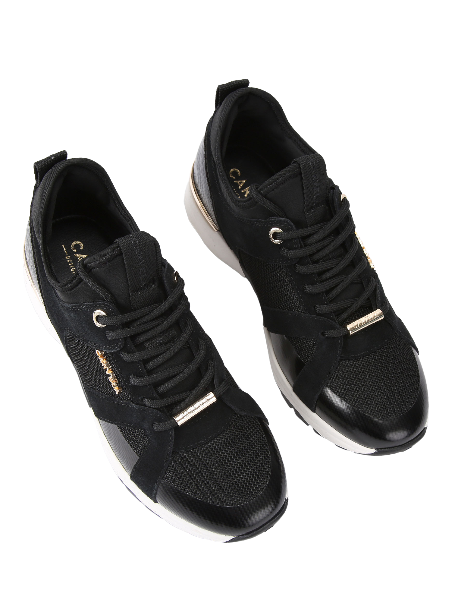 Product image 3 of 5, which shows Carvela Tempo Suede Blend Lace Up Trainers, Black, 3