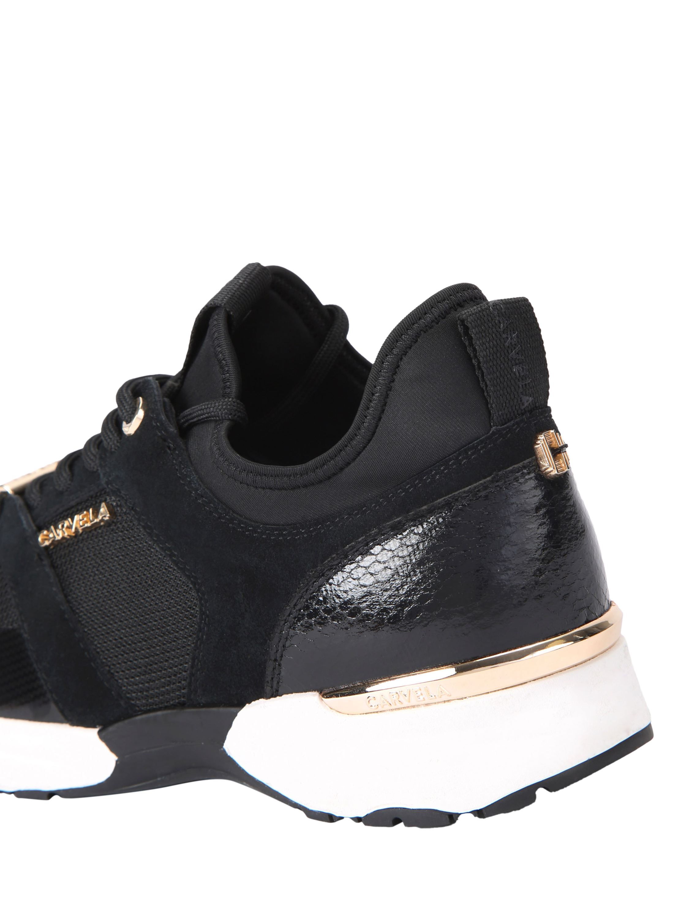 Product image 4 of 5, which shows Carvela Tempo Suede Blend Lace Up Trainers, Black, 3