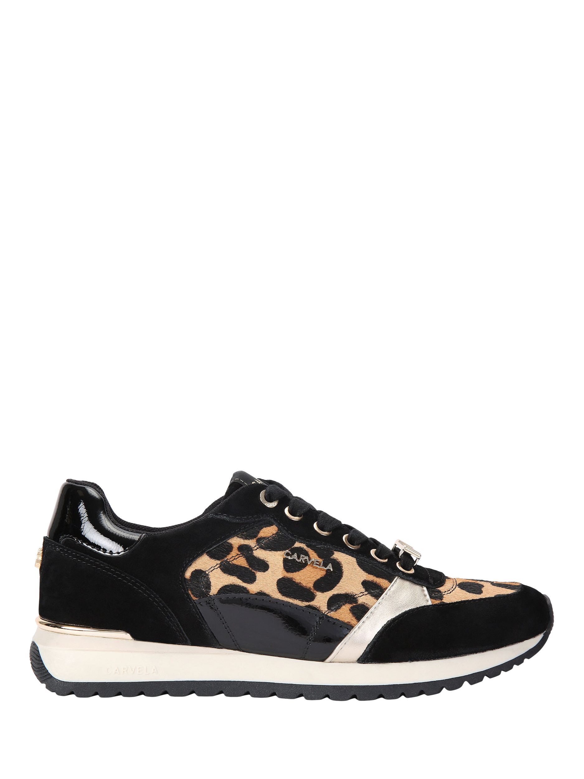 Product image 1 of 5, which shows Carvela Florencia Lace Up Suede Trainers, Brown/Black, 3