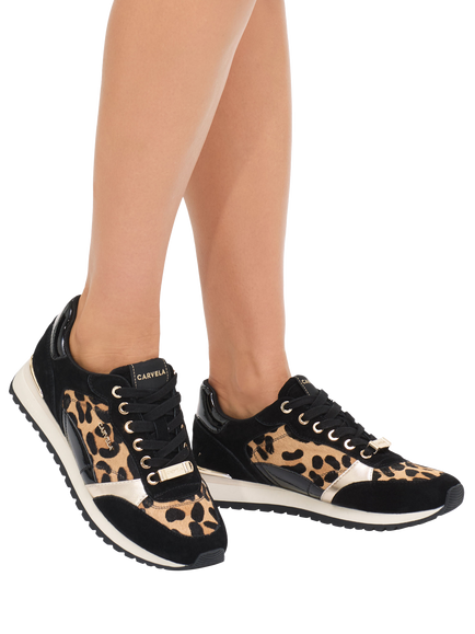 Carvela Florencia Lace Up Suede Trainers, Brown/Black - view 2, Brown/Black