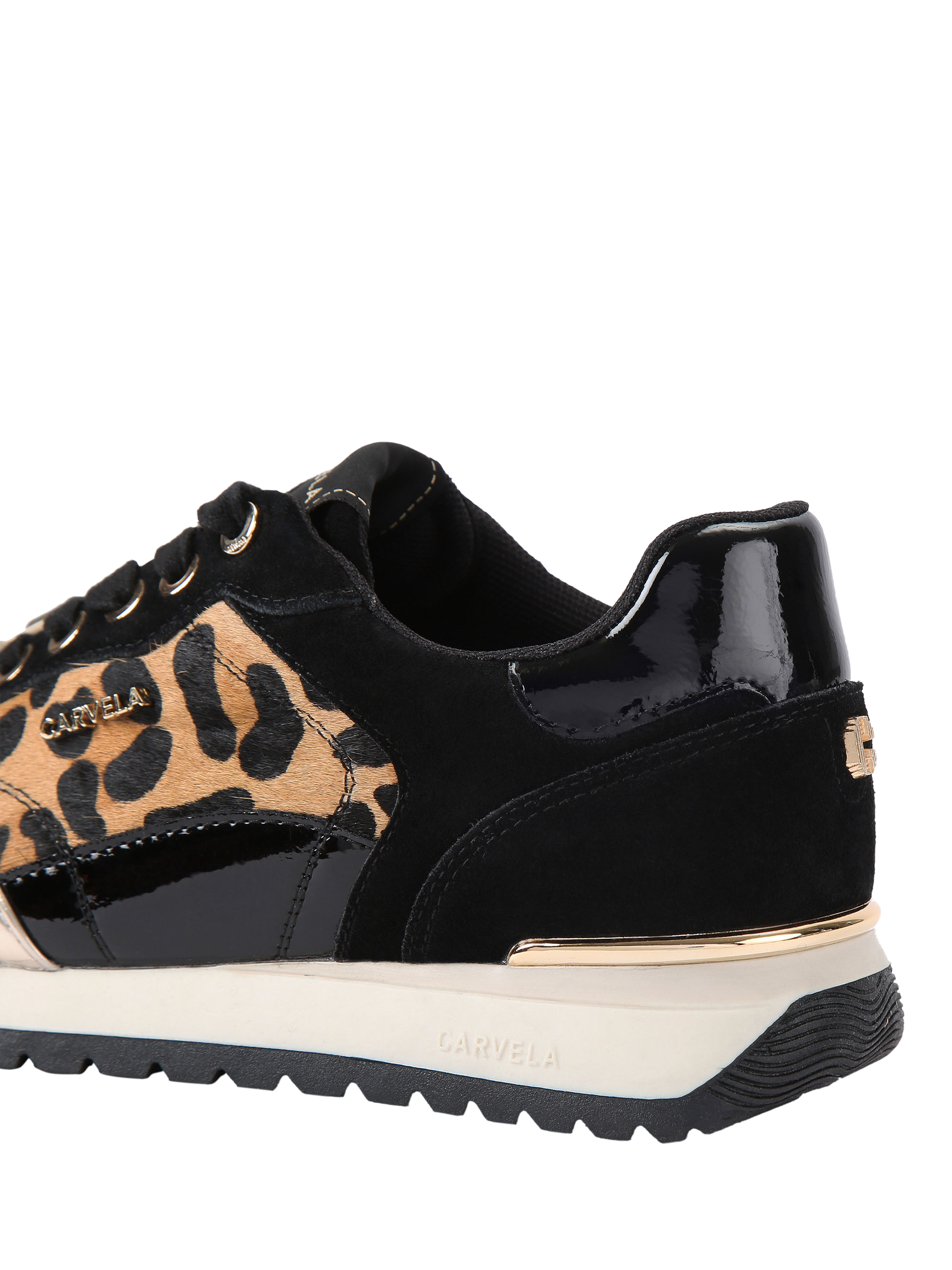 Product image 4 of 5, which shows Carvela Florencia Lace Up Suede Trainers, Brown/Black, 3