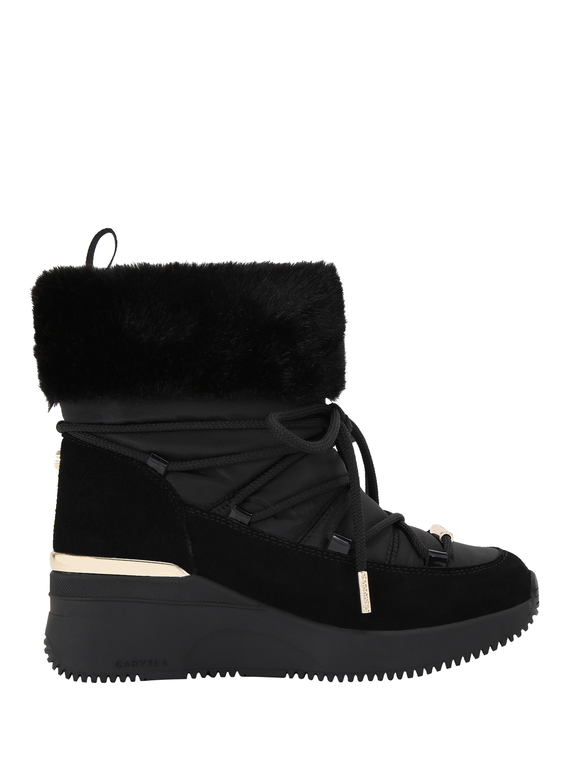Product image 1 of 5, which shows Carvela Skyline Wedge Chunky Suede Ankle Boots, Black, 3