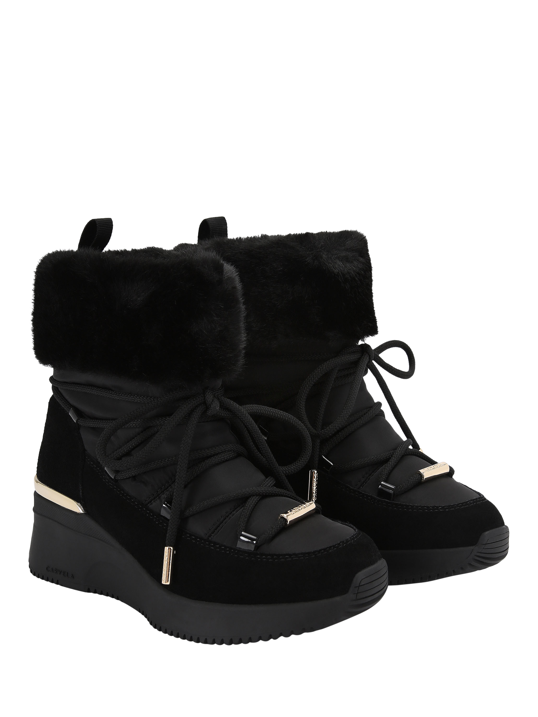 Product image 5 of 5, which shows Carvela Skyline Wedge Chunky Suede Ankle Boots, Black, 3