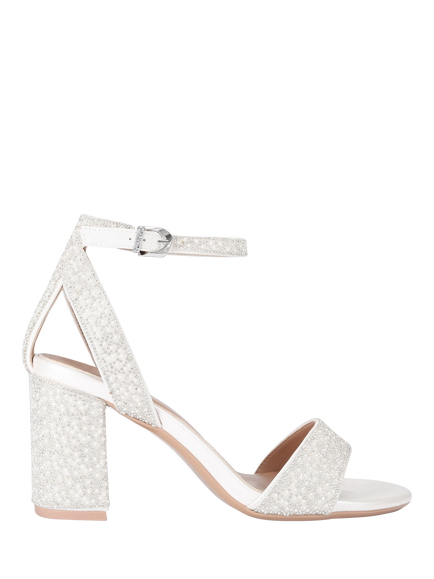 Carvela Kianni Wide Fit Embellished Block Heel Sandals, White, White