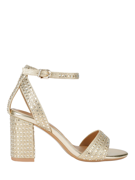 Carvela Kianni Wide Fit Embellished Block Heel Sandals, Gold, Gold