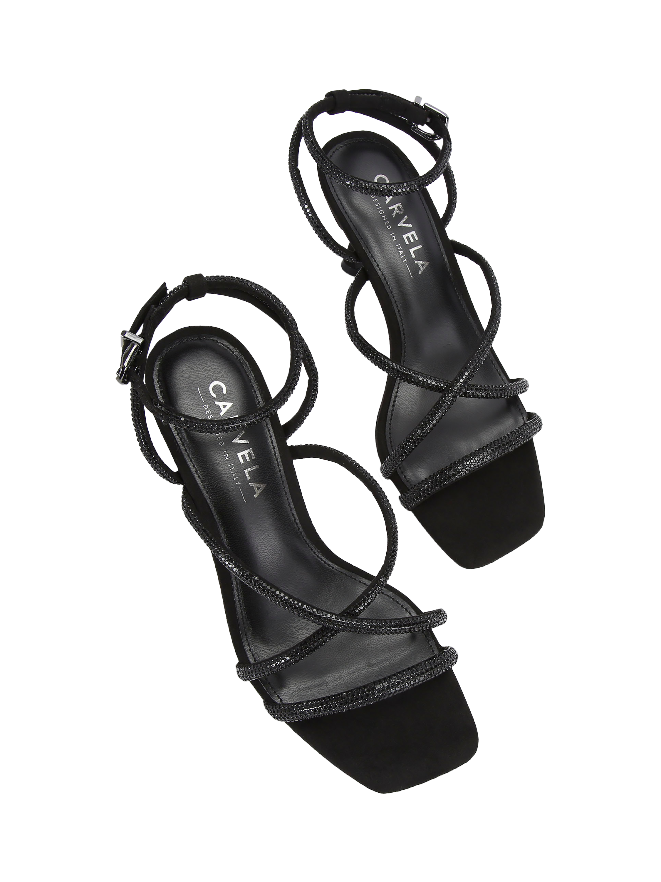 Product image 2 of 4, which shows Carvela Ravello Embellished Strappy Sandals, Black, 3