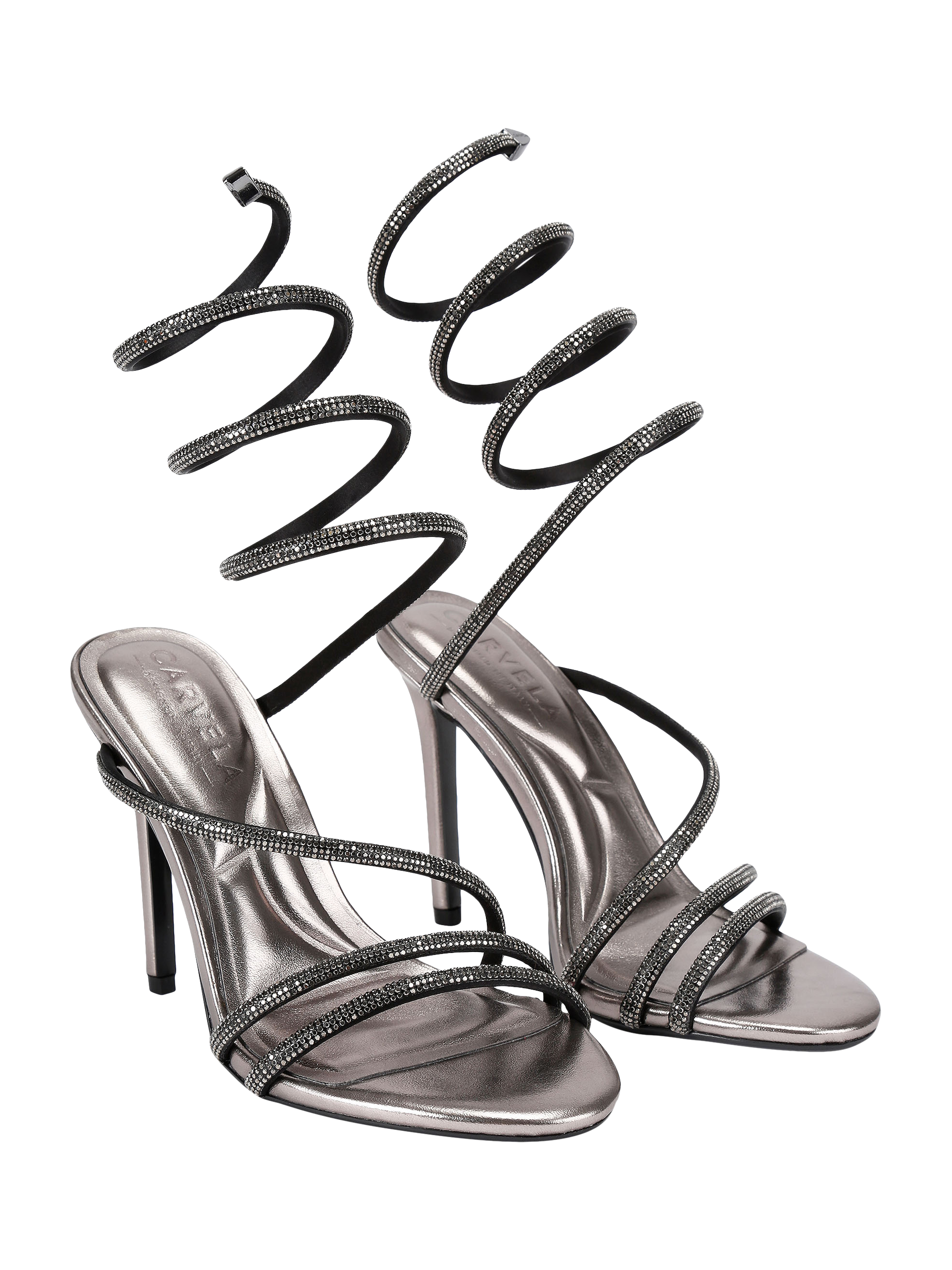 Product image 3 of 4, which shows Carvela Spiral 105 Strappy Sandals, Gunmetal, 3
