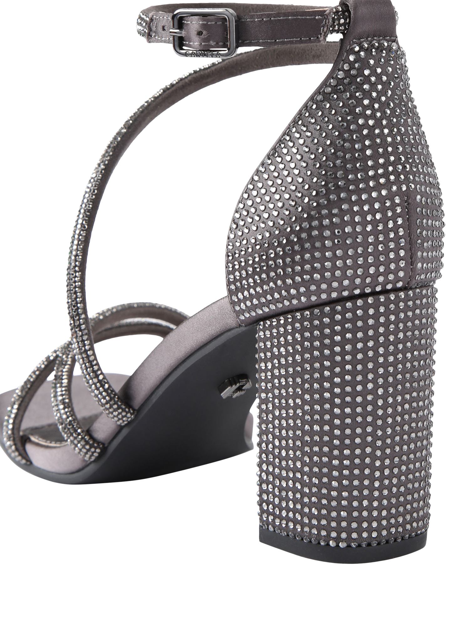 Product image 4 of 4, which shows Carvela Venezia Block-Heeled Adjustable Strap Sandals, Pewter, 3